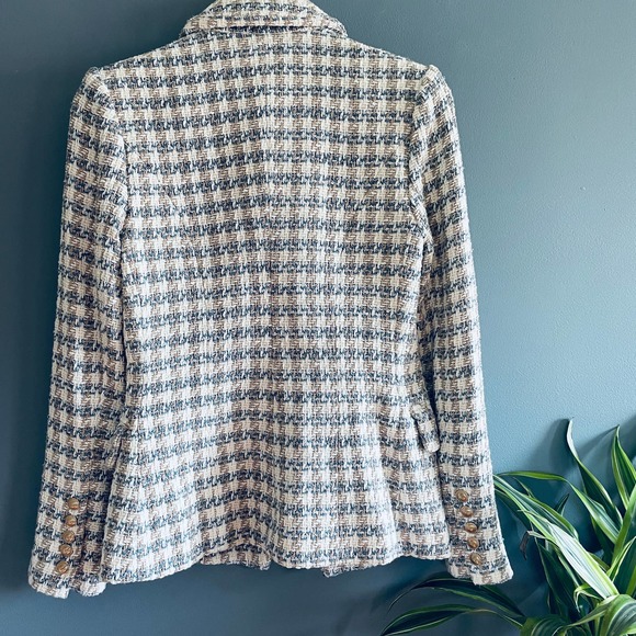 NWT L'AGENCE Kenzie Double Breasted Blazer 2 Blue Tweed Academia Office Career - Picture 7 of 8